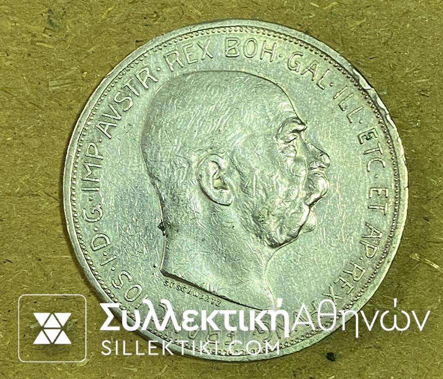 AUSTRIA -5 Coron 1909 XF/AU